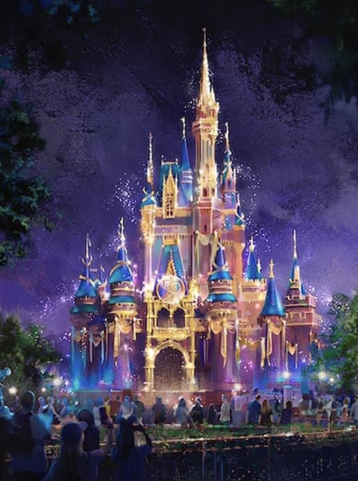 Cinderella castle at night